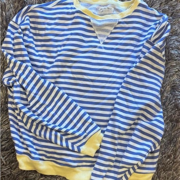NWOT Free People Classic Striped Oversized Crewneck Sweatshirt - Picture 3 of 3